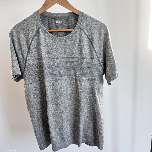 RHONE Men's Large Asphalt Grey Short Sleeve Crew Neck Method Seamless T Shirt - Picture 1 of 5